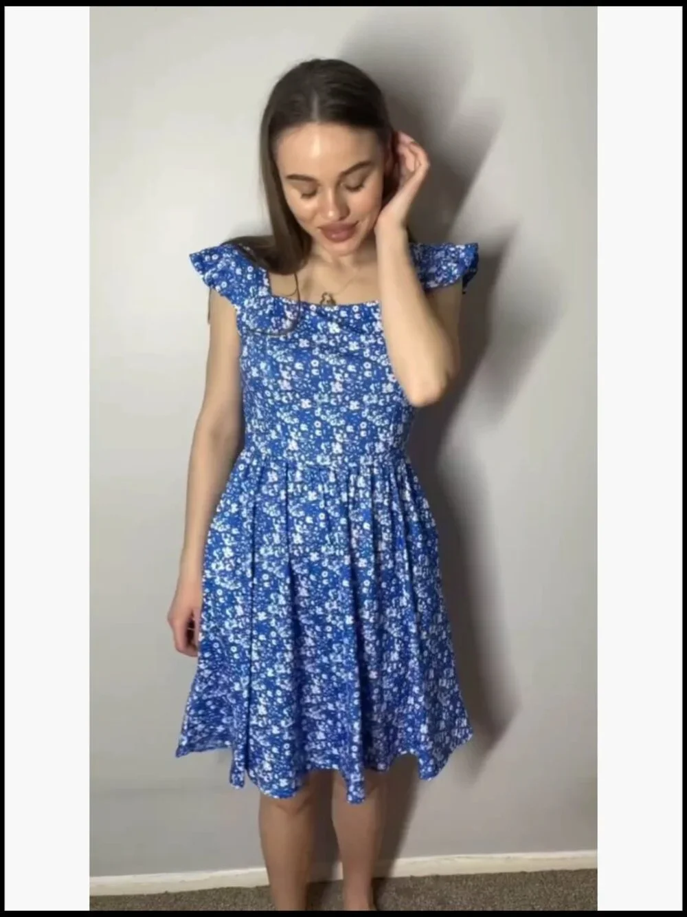 Polyester Spandex Summer Casual Sundress with Pockets Floral Print - Picture 7 of 7